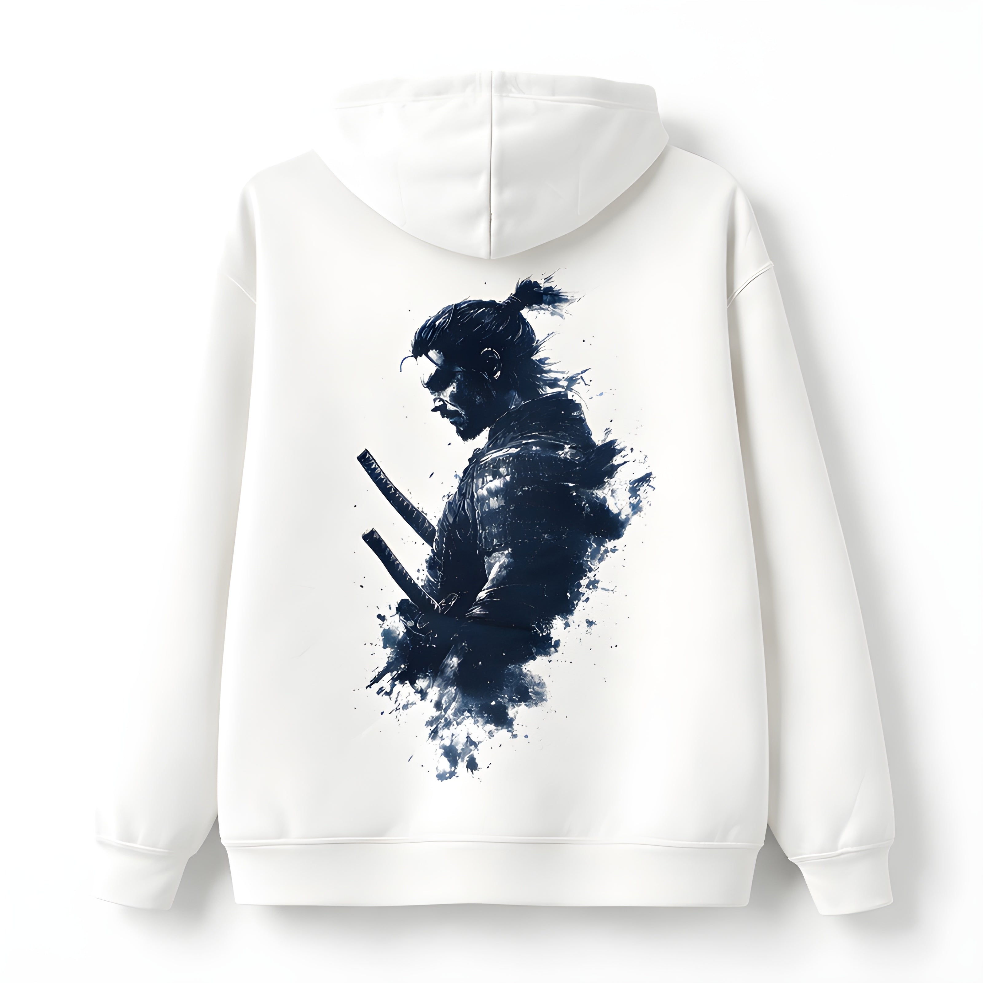 Samurai Print Hoodie – White