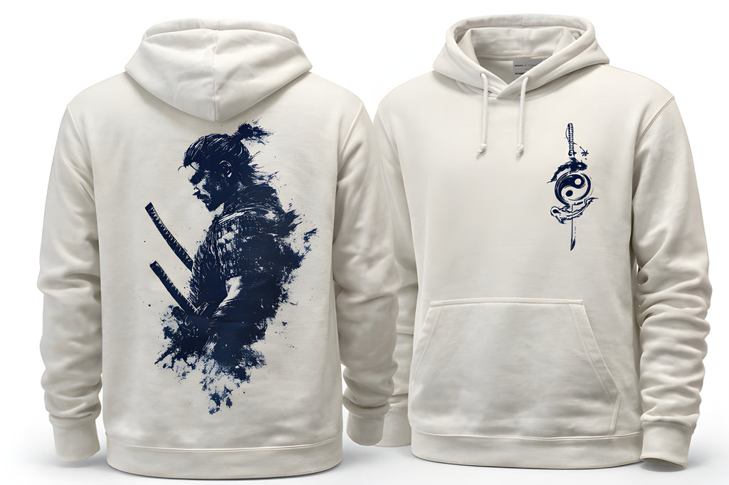 Samurai Print Hoodie – White
