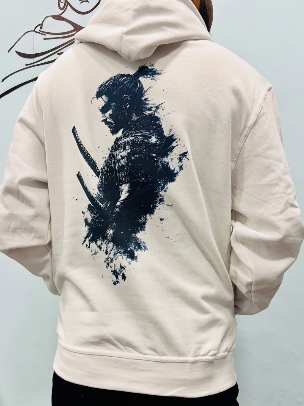 Samurai Print Hoodie – White