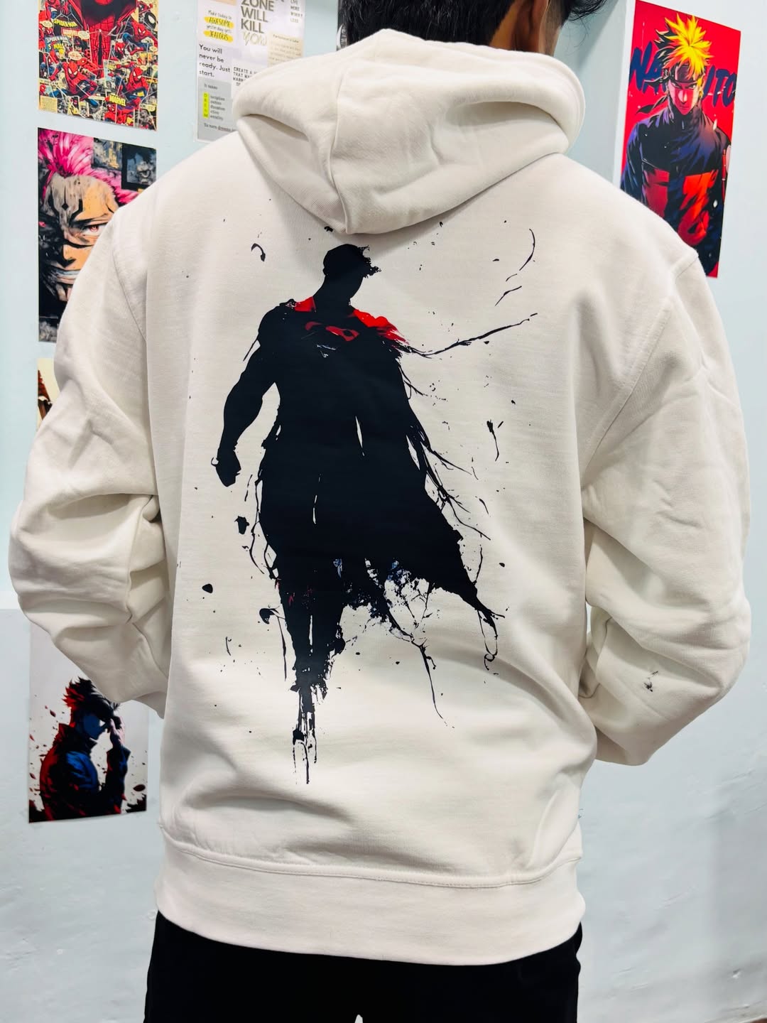 Superhero Graffiti White Hoodie